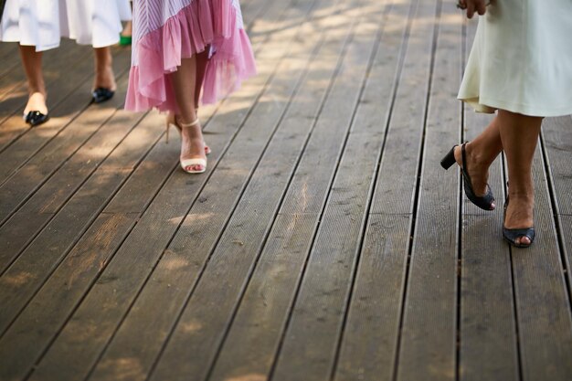 Dancing people Dancing on the wooden floor The dancers