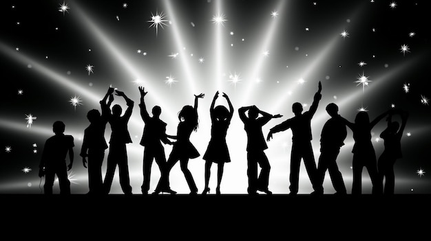 Dancing people silhouettes Abstract background