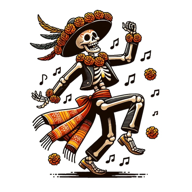 Photo dancing skeleton day of the dead