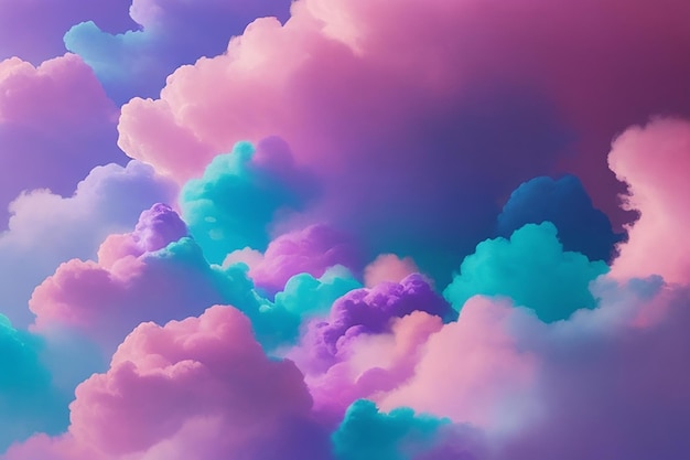 Dancing spectrum vibrant clouds of pink purple and blue in a mesmerizing colorful smoke tapestry