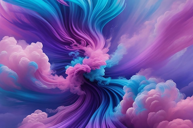 Dancing spectrum vibrant clouds of pink purple and blue in a mesmerizing colorful smoke tapestry