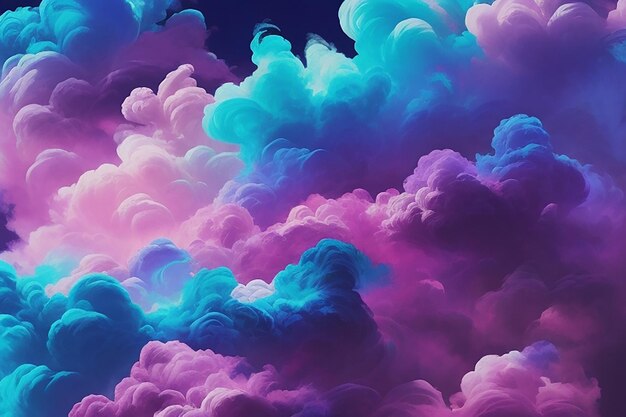 Dancing spectrum vibrant clouds of pink purple and blue in a mesmerizing colorful smoke tapestry