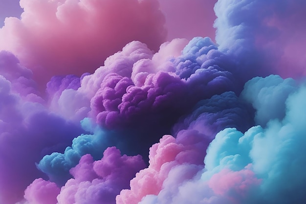 Dancing spectrum vibrant clouds of pink purple and blue in a mesmerizing colorful smoke tapestry