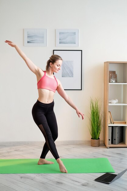 Dancing training sportive woman home fitness