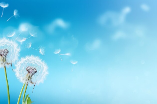 Photo dandelion on a background of the blue sky and the sun