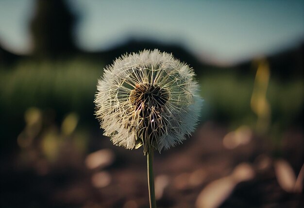 Dandelion bloem op donkere achtergrond Dandelion zaden close-up generatieve ai