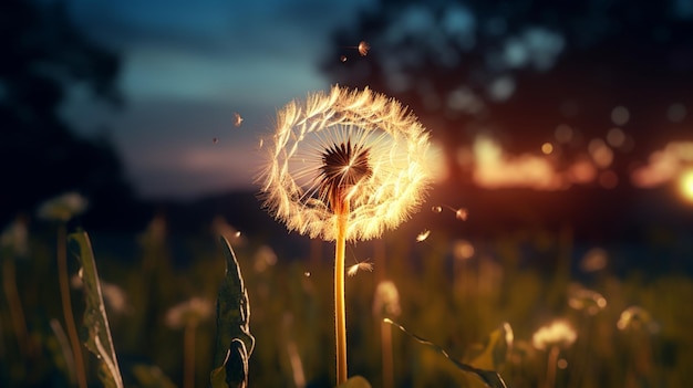 Dandelion bloem Realistische bloei AI gegenereerde afbeelding