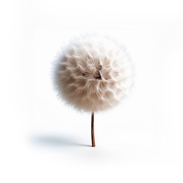 Dandelion Blowing in the Wind on White Background Generative AI