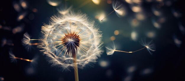 Dandelion blowing in the wind