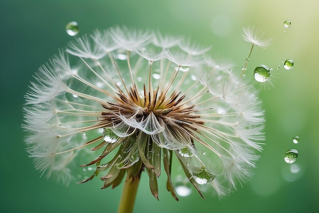 Dandelion Dreams Abstract Macro Photography with Tranquil Water Drops Artistic Desktop Wallpaper