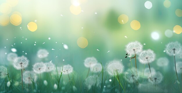 Dandelion grasses on a green background