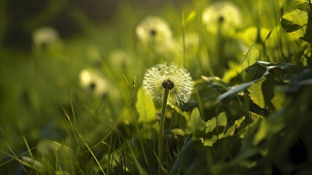 Dandelion in het gras Dandelions in het gras