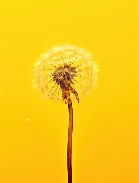 Photo a dandelion is shown against a yellow background