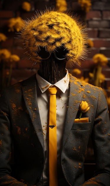 Dandelion man in suit and tie Beautiful illustration picture Generative AI