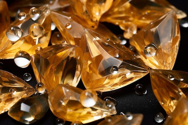 Dandelion petals with drops of water