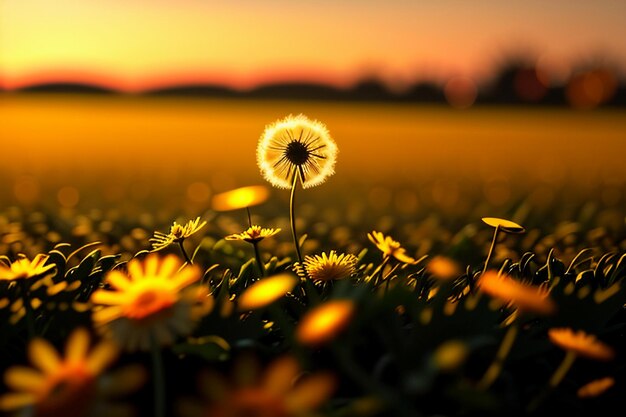 Dandelion photography watching the sunrise and sunset through the dandelion flowers so beautiful