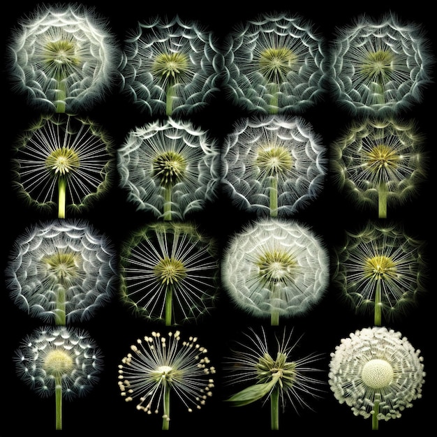 Photo dandelion seamless pattern