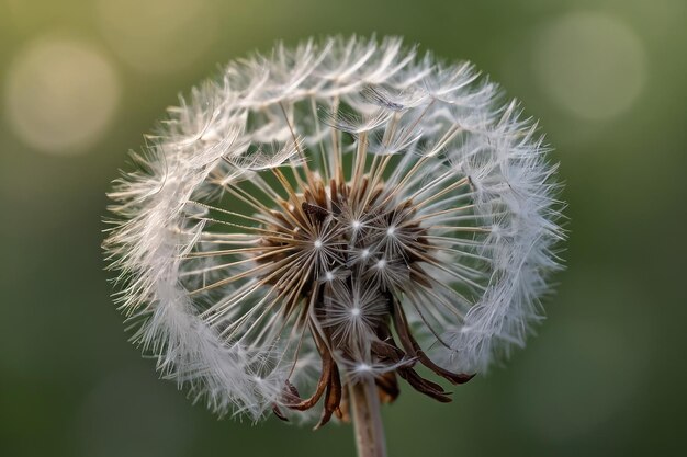 Photo dandelion seed head against blurred background