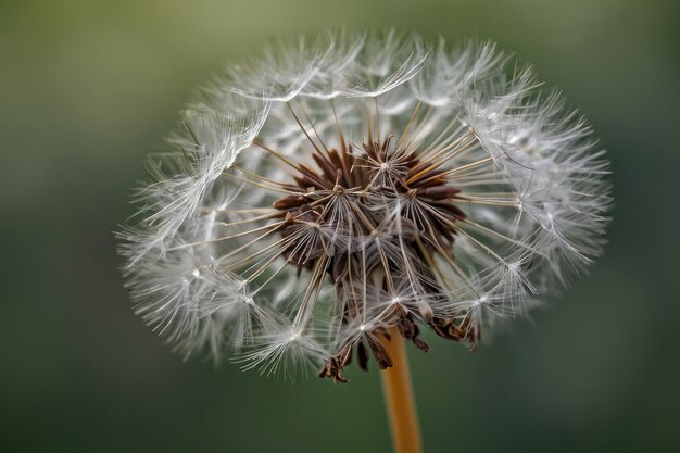 Dandelion seed head against blurred background