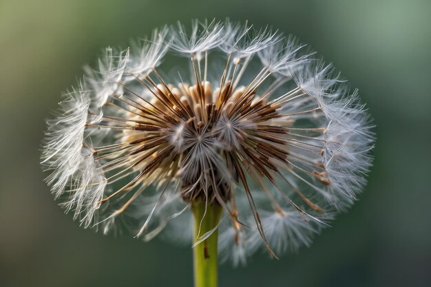 Dandelion seed head against blurred background