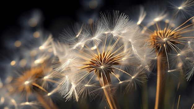 dandelion seeds are shown in the sunlight