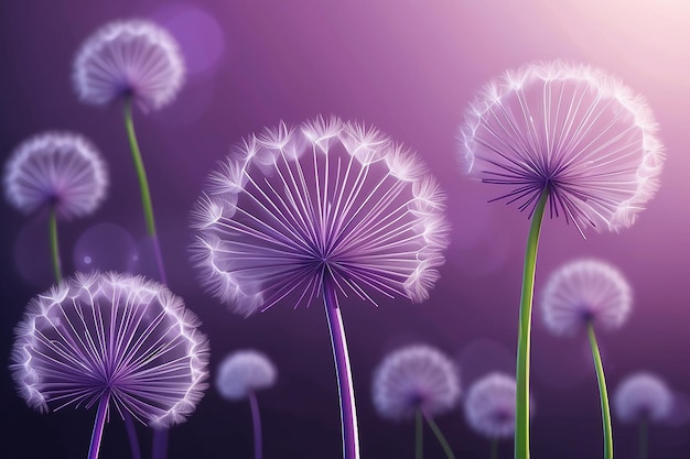 Photo dandelion seeds close up on natural blurred nature