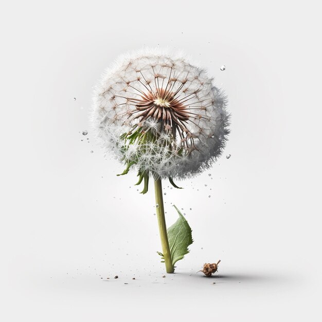 A dandelion that has been blown away by the wind.