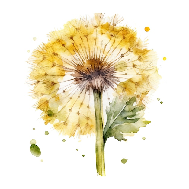 dandelion watercolor illustration on white background