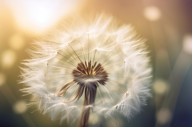 A dandelion with a golden glow on the background.