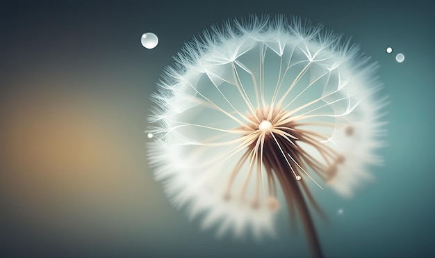A dandelion with soft focus on blurred background