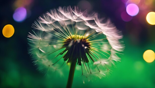 a dandelion with the sun shining on it