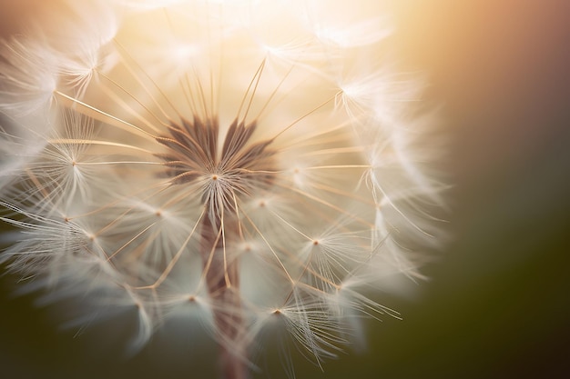 A dandelion with the sun shining on it