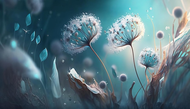 Photo dandelions dancing in the wind