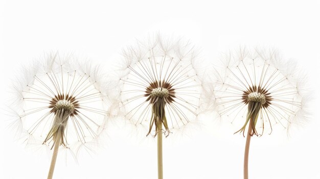 Foto dandelions delicate geometrische zaadvorming gebadend in de zachte gloed van de zomer ochtend