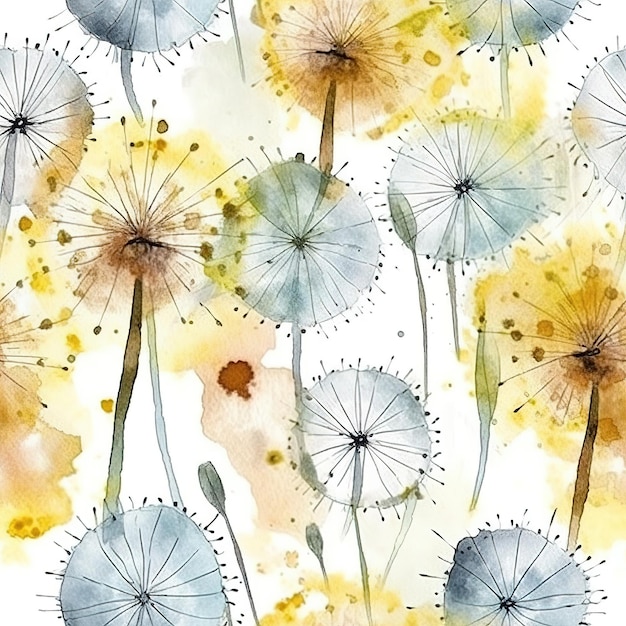 Dandelions on a white background. watercolor illustration.