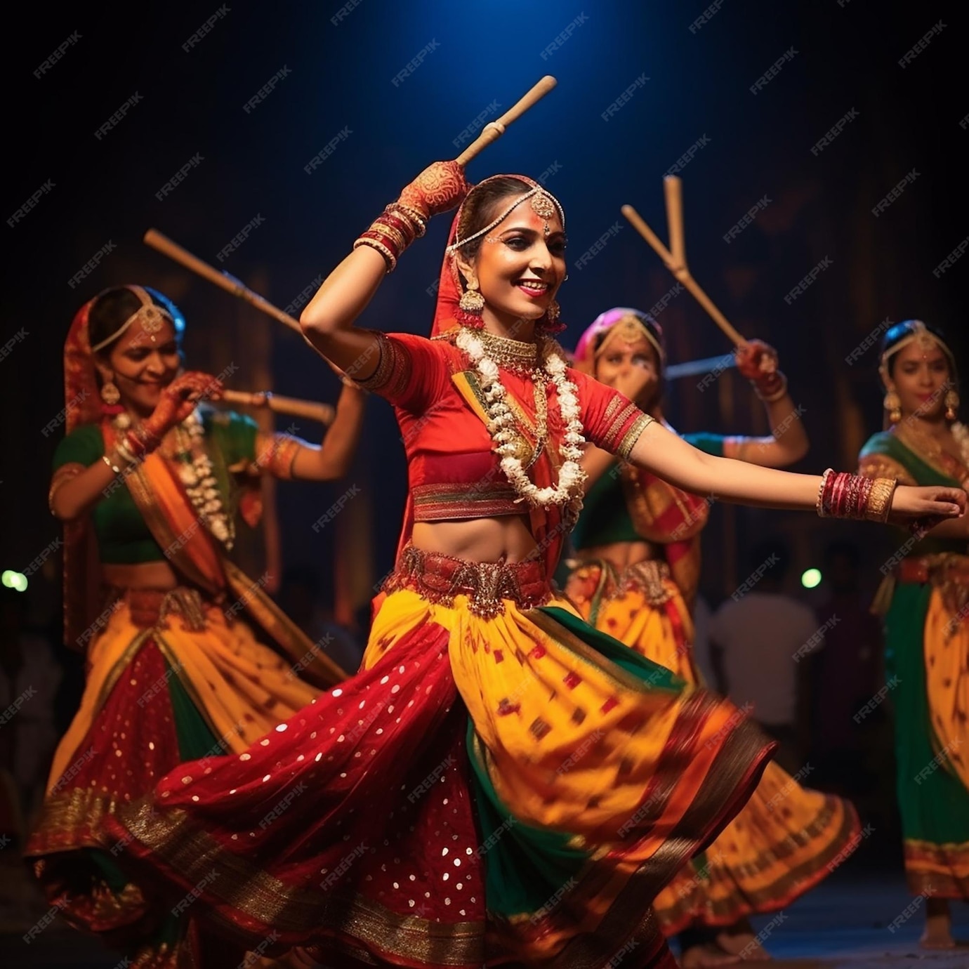 Premium AI Image Dandiya Festival Dandiya Raas Dandiya Navratri
