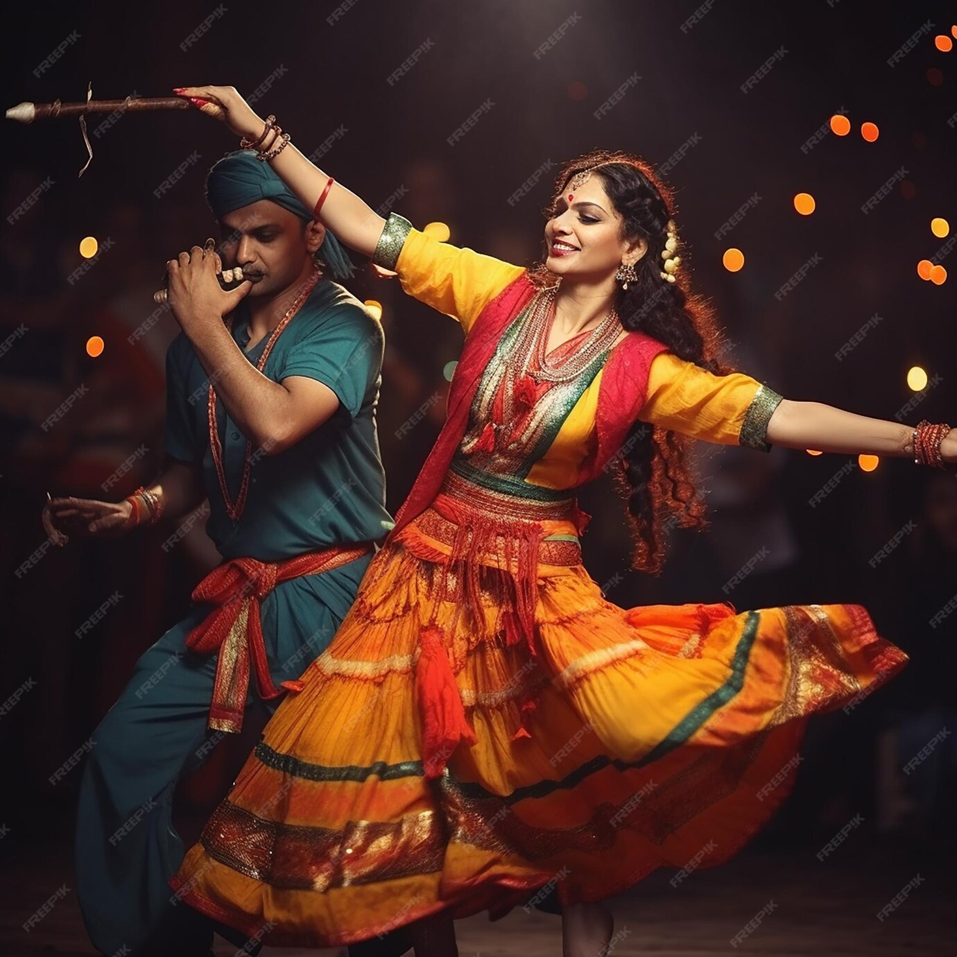 Premium AI Image Dandiya Festival Dandiya Raas Dandiya Navratri
