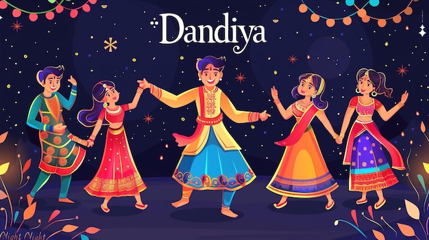 Foto celebrazione della notte di dandiya a navratri