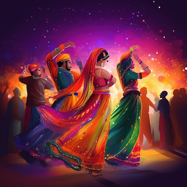 Premium Photo Dandiya night celebration on navratri