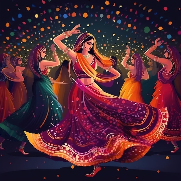 Premium AI Image Dandiya night celebration on navratri