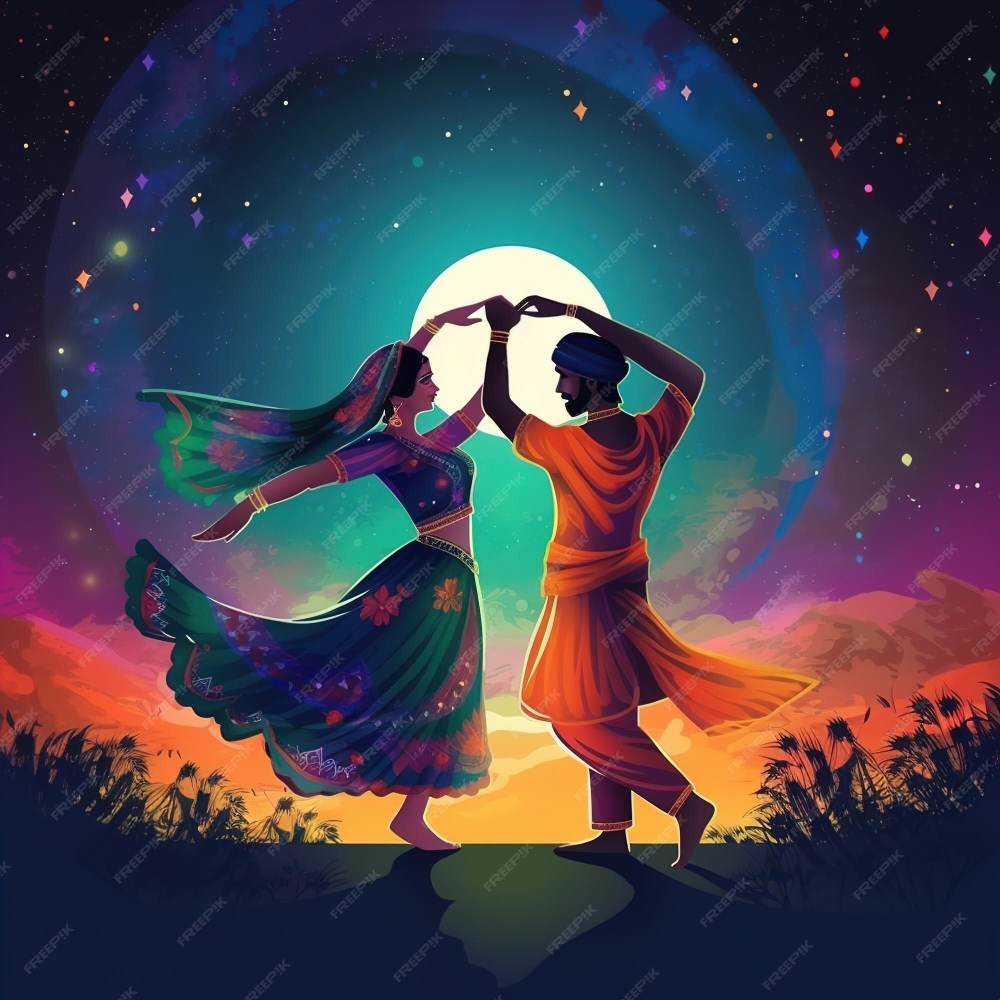 Premium AI Image Dandiya night celebration on navratri