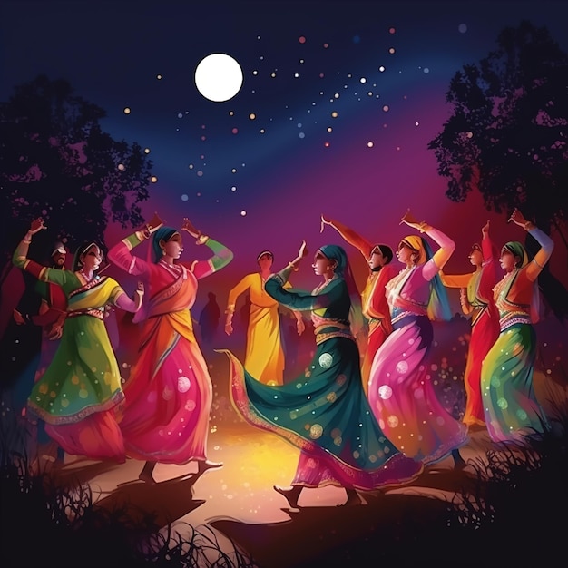 Premium AI Image Dandiya night celebration on navratri