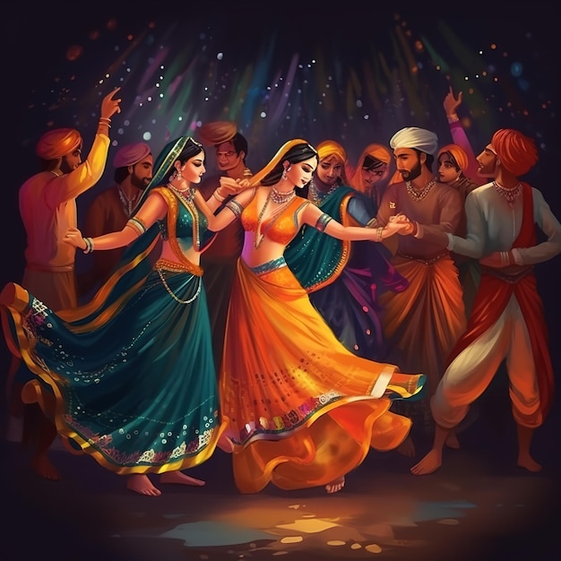 Premium AI Image Dandiya night celebration on navratri