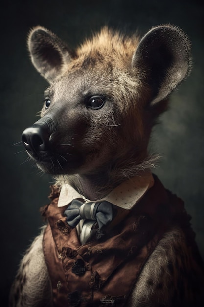 Photo dandy hyena dressed as a gentleman