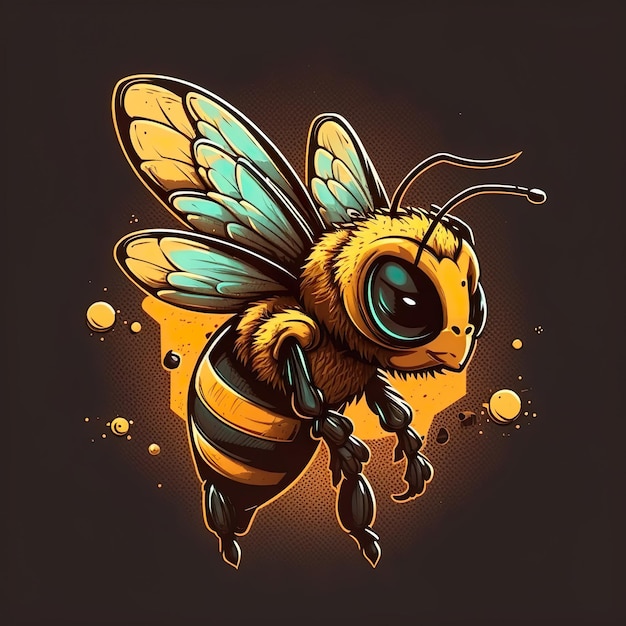 Dangerous and angry bee flying cartoon illustration animal nature bee insect beautiful background