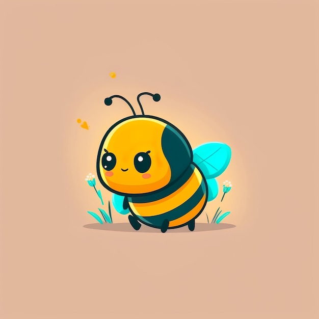 Photo dangerous and angry bee flying cartoon illustration animal nature bee insect beautiful background