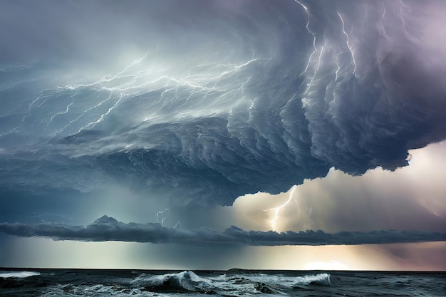 바다 또는 바다 깨진 물에 위험한 접근 폭풍