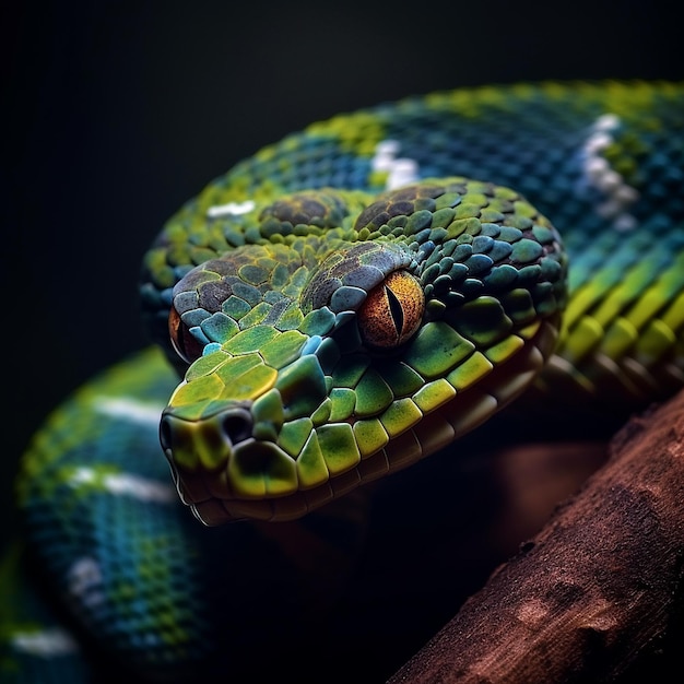 Dangerous bamboo viper beautiful photography AI Generated Image