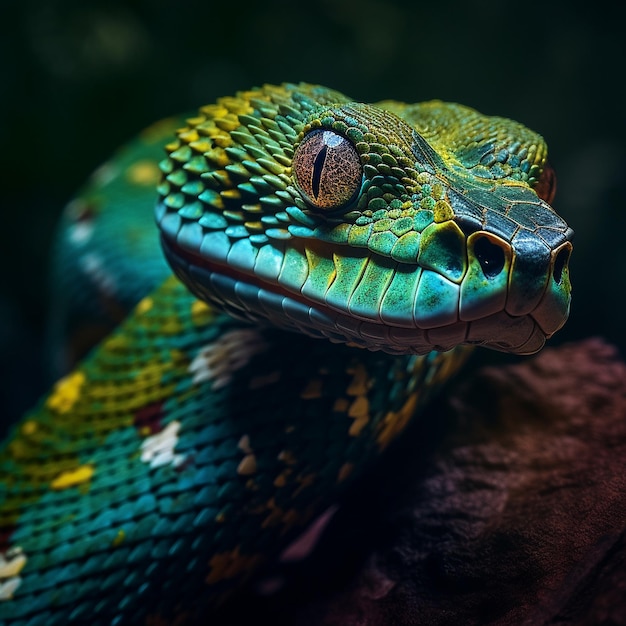 Dangerous bamboo viper beautiful photography AI Generated Image