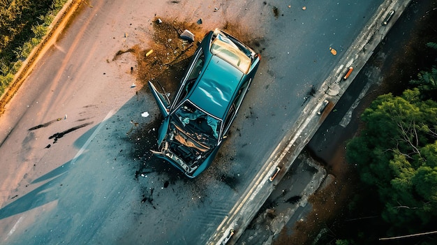 Dangerous Car Crash TopView Accident on the Road